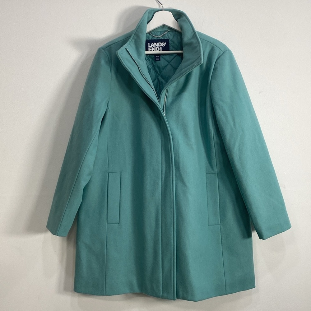 Lands' End Wool Blend Coat 16P Teal